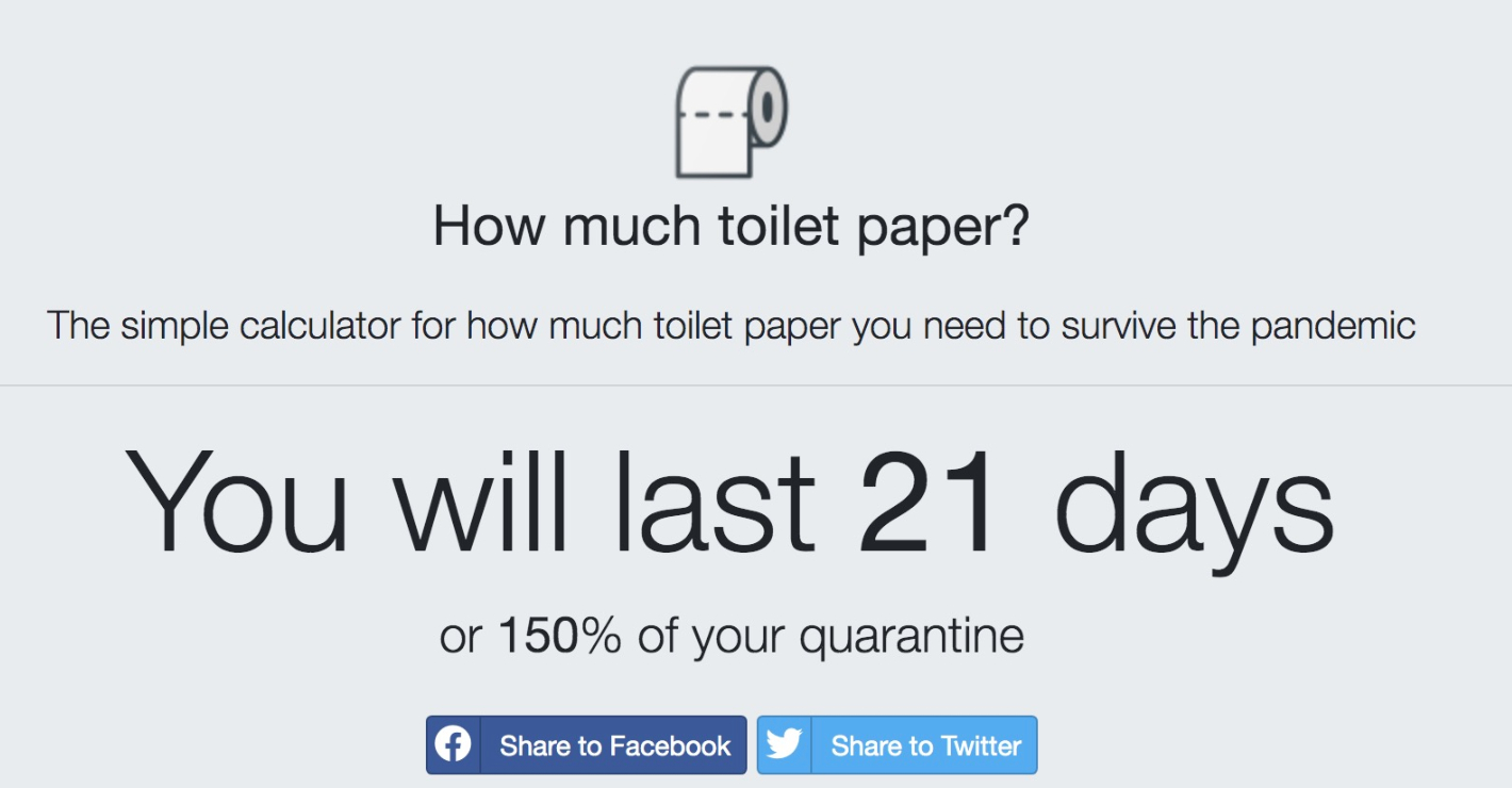 Online toilet paper calculator tool tells you how long your stash will