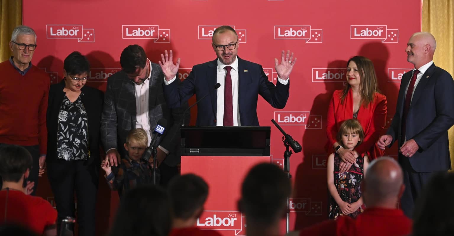 Australia's only openly gay state/territory leader kisses husband after winning on election day
