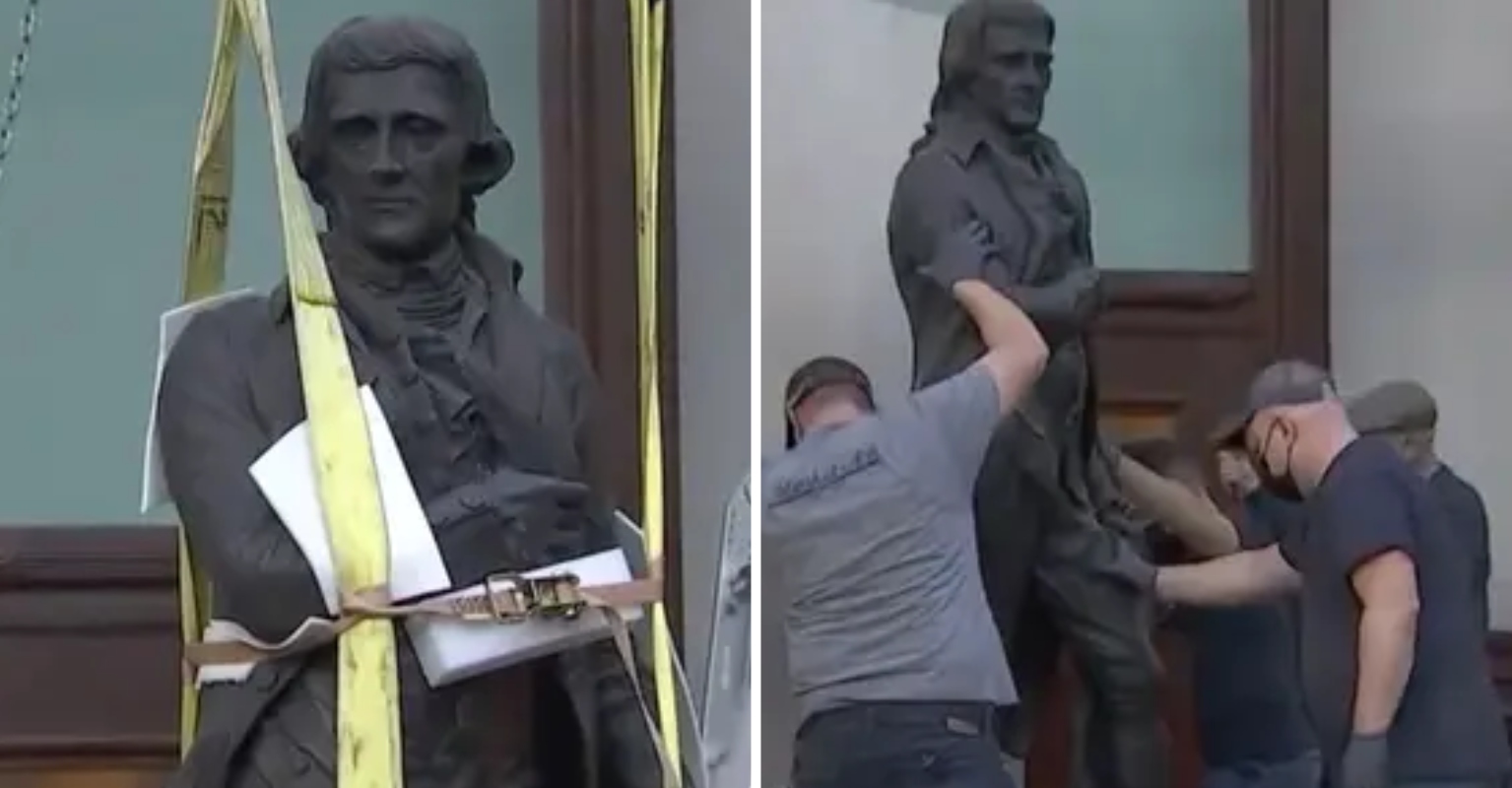 Thomas Jefferson statue removed from New York City Hall after 187 years VT