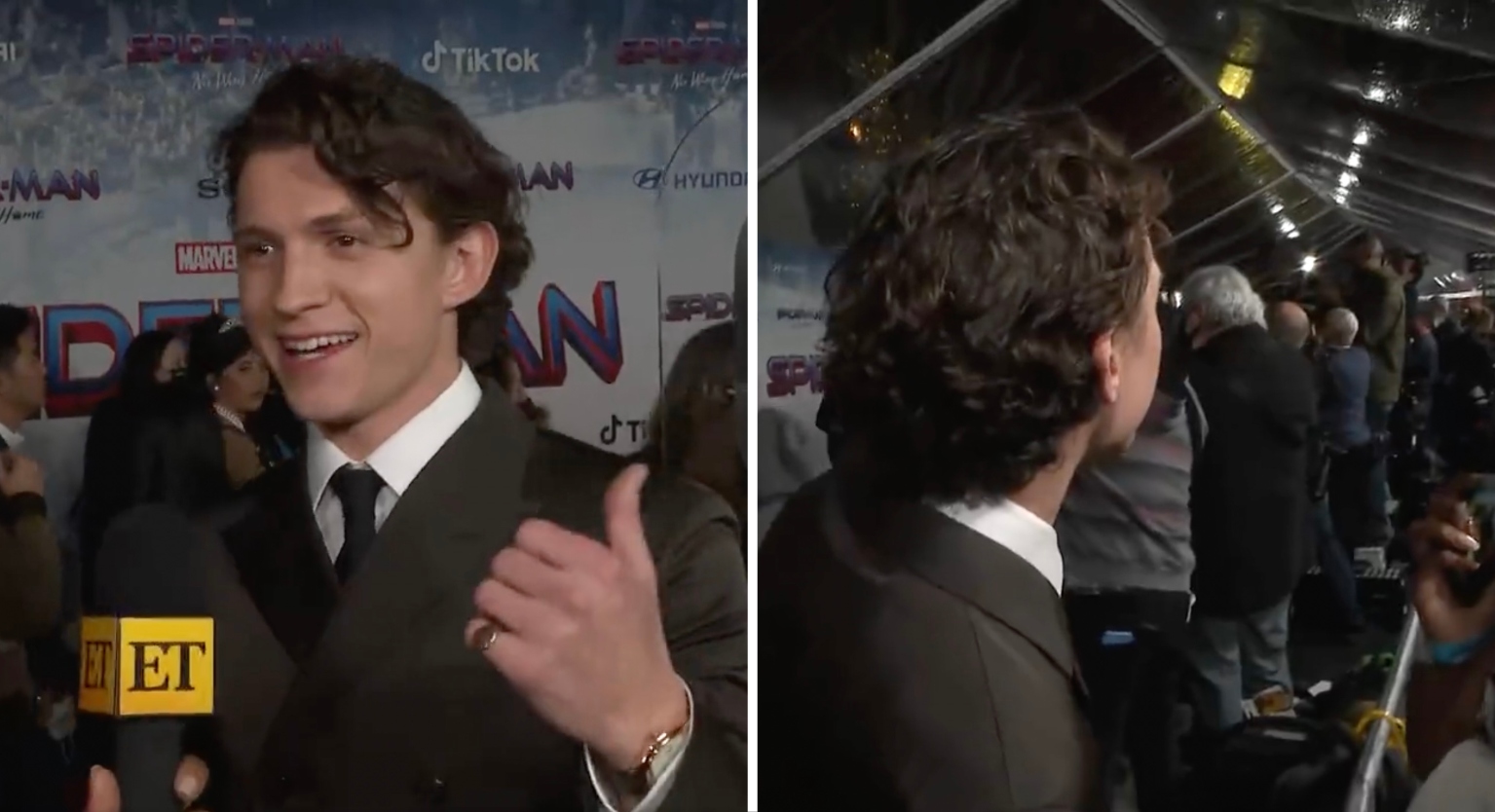 Tom Holland Stops Interview So He Can Watch Zendaya Walk Red Carpet At