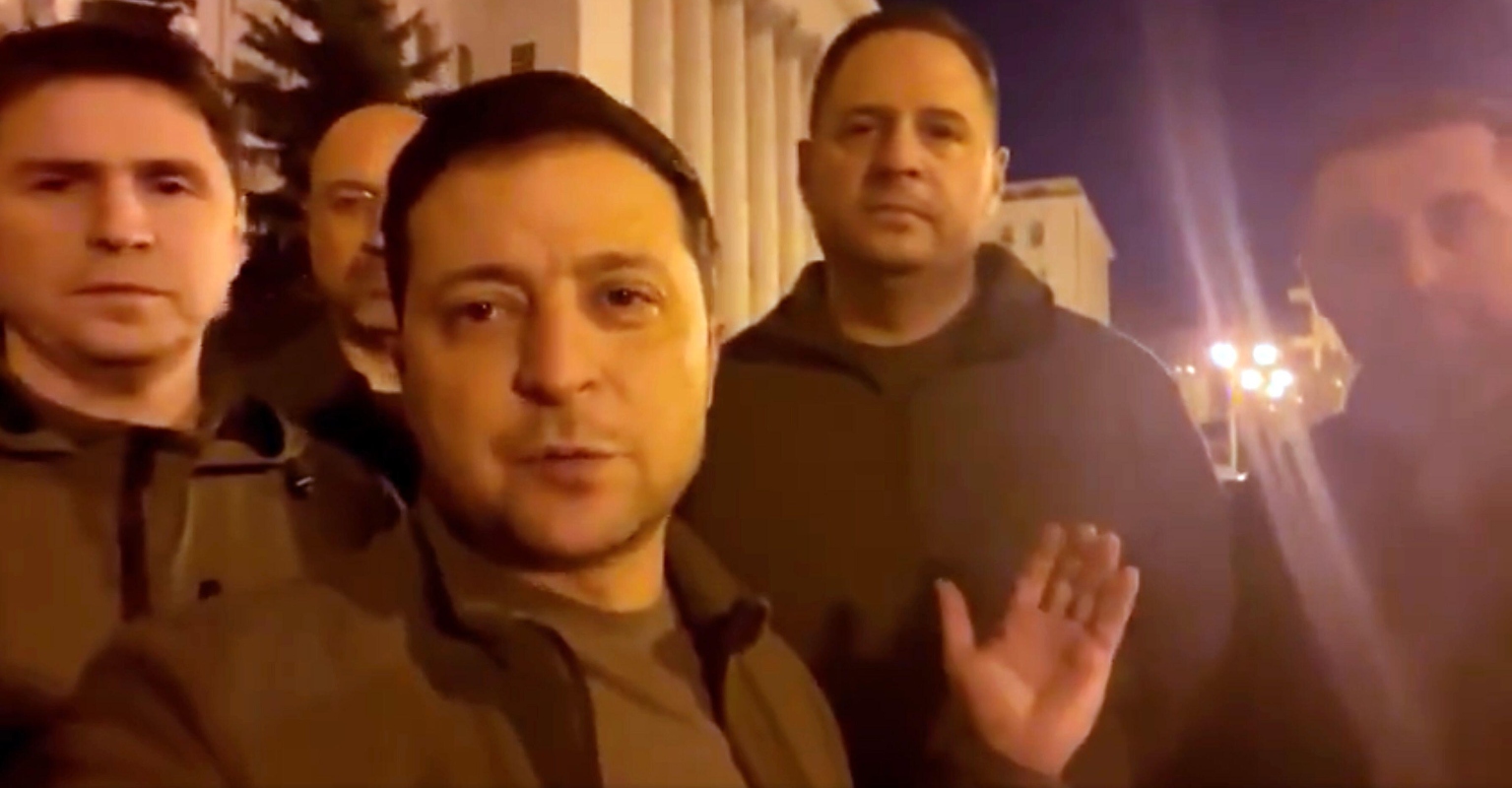 Defiant Ukrainian President Zelensky shares video message from capital city of Kiev: 'We are here'