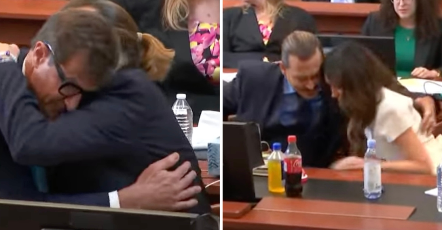 'Warriors' Johnny Depp Hugs His Lawyers Following Their Closing
