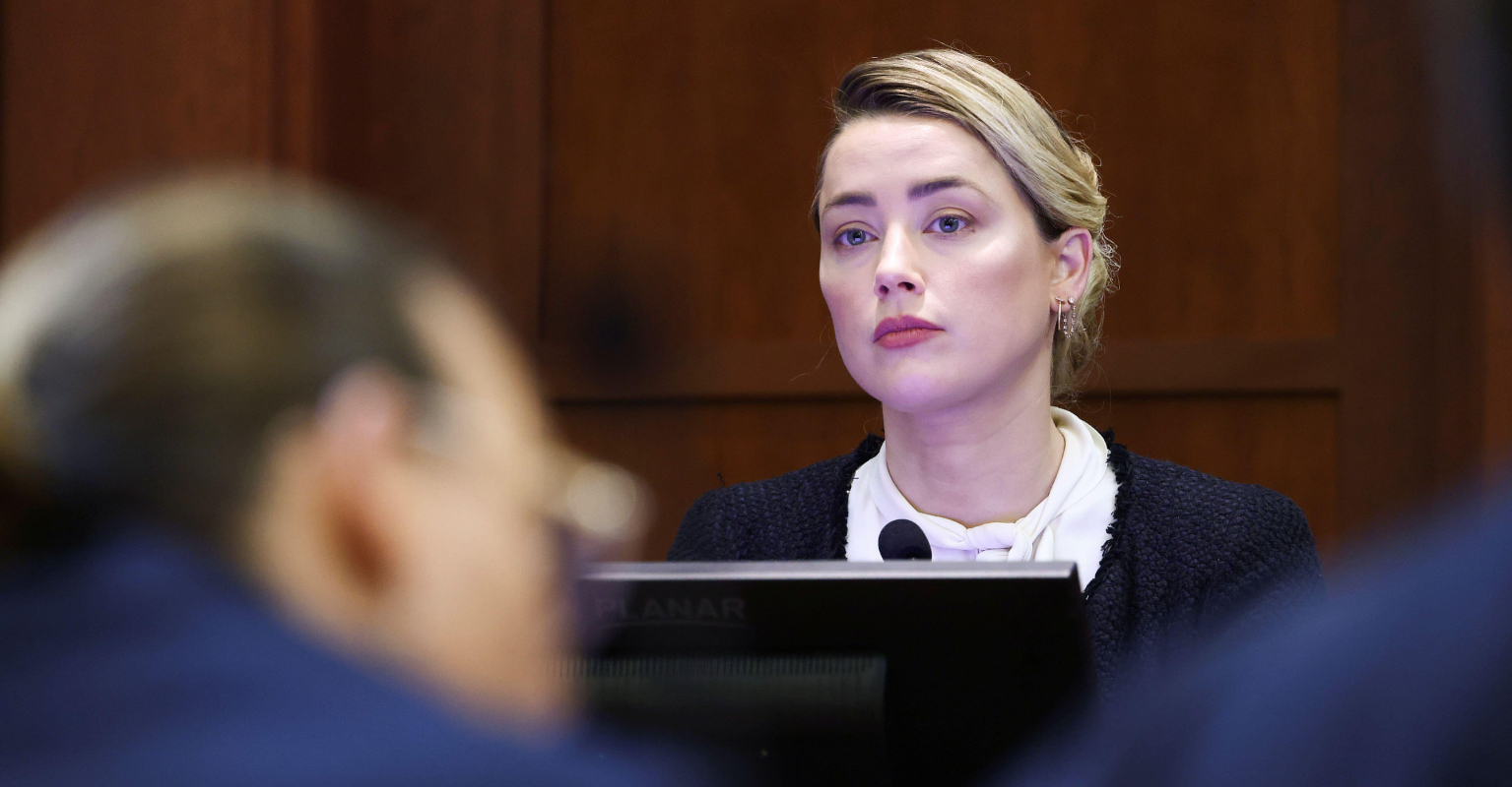 Amber Heard says Johnny Depp won't look at her in court because 'he's guilty'