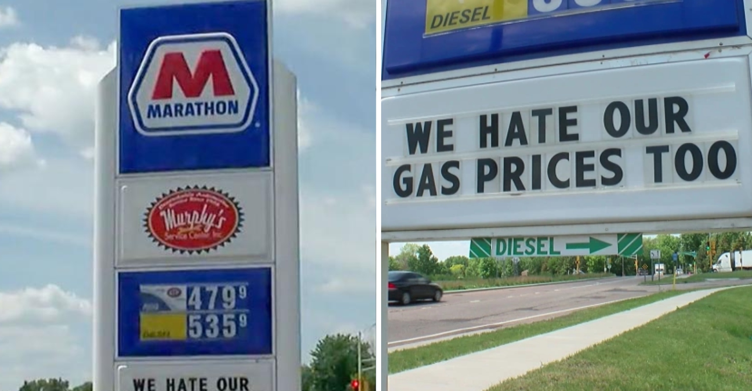 Gas Station Tells Customers 'We Hate Our Prices Too' As Fuel Costs Near