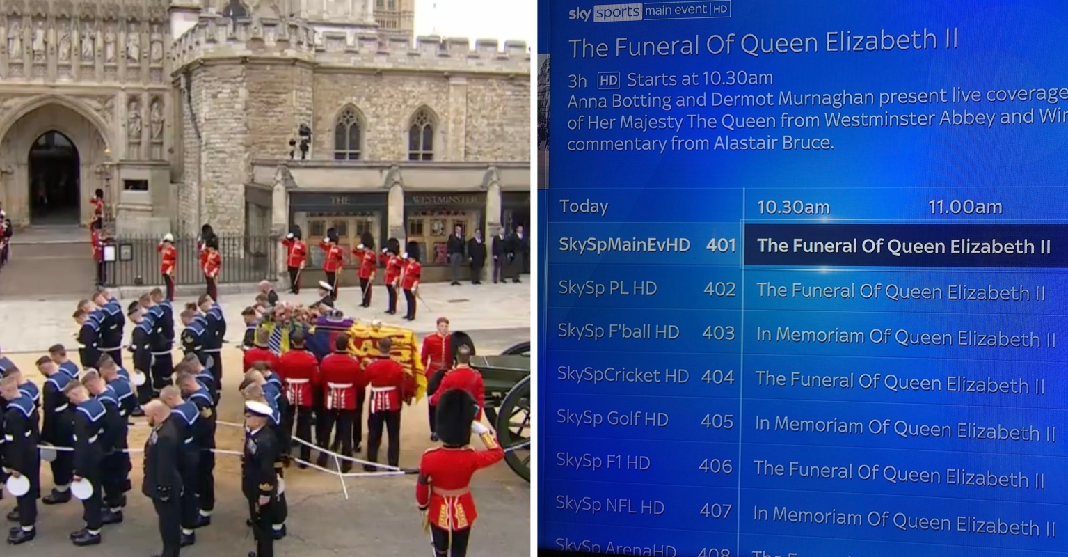 UK residents stunned to find the Queen's funeral is being shown on Sky Sports News