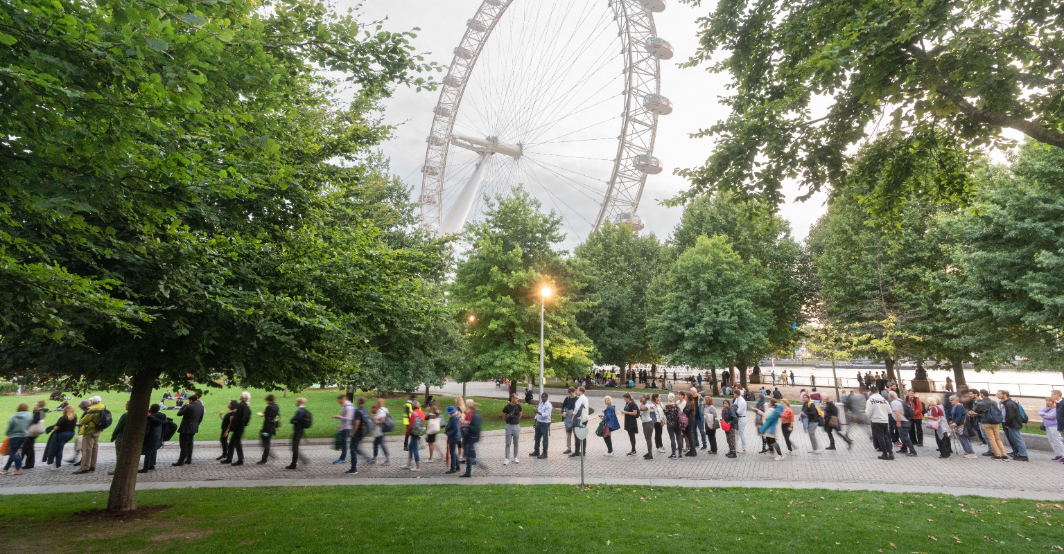 Man allegedly exposes himself to women standing in queue to see Queen's coffin, jumps into the Thames to flee