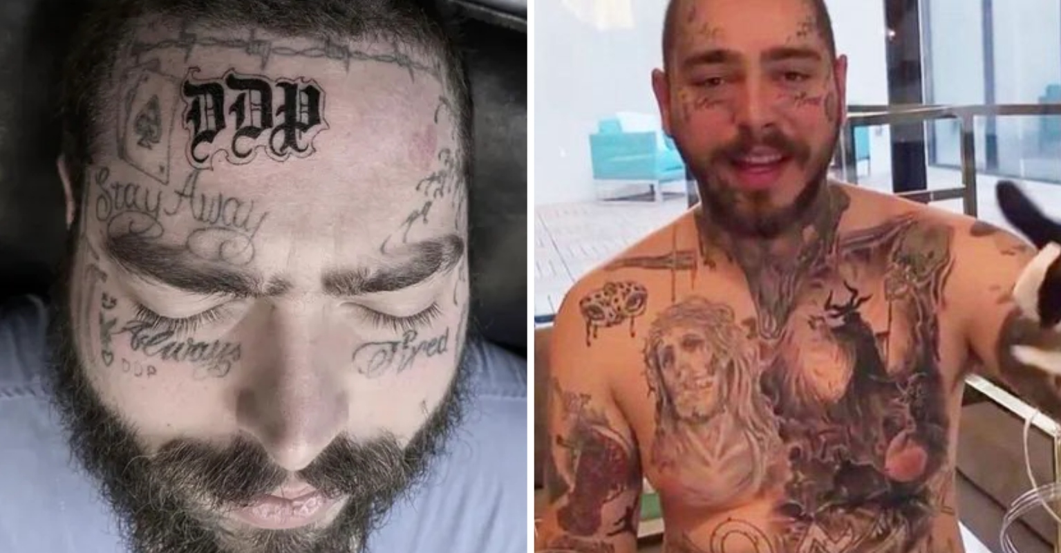 Post Malone Gets Daughter's Initials Tattooed On Face VT