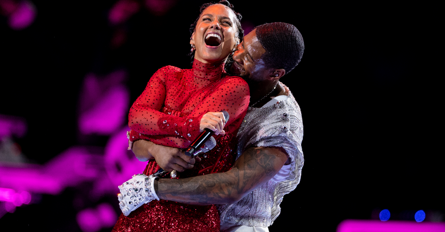 Usher called out over 'inappropriate' way he interacted with Alicia Keys during Super Bowl performance